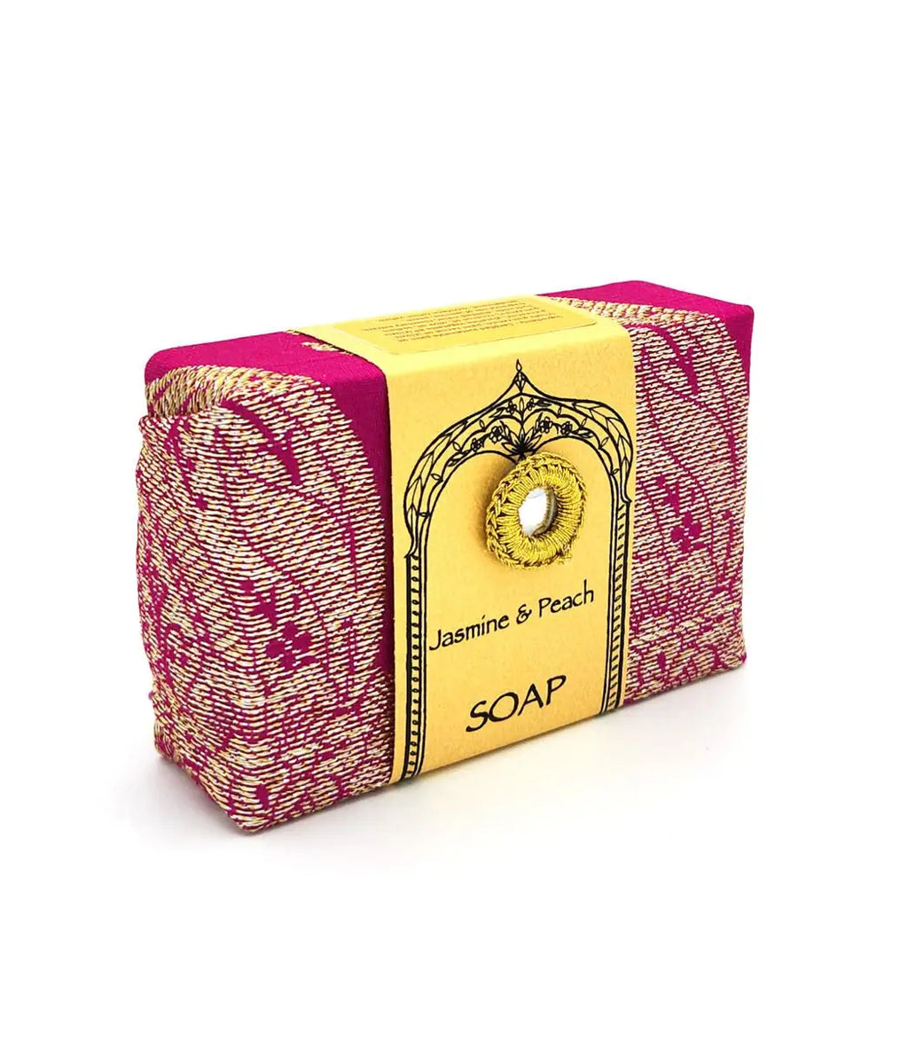 Maharani Handmade Jasmine & Peach Soap (Zari Wrapped)