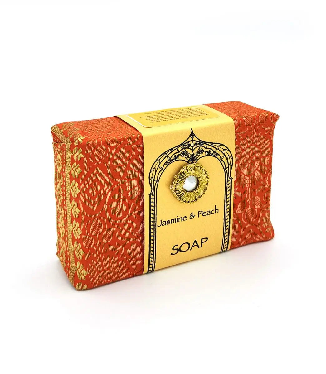 Maharani Handmade Jasmine & Peach Soap (Zari Wrapped)