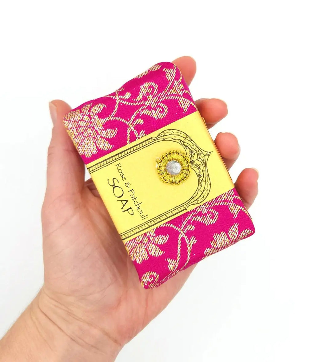 Maharani Handmade Rose  & Patchouli Soap (Zari Wrapped)