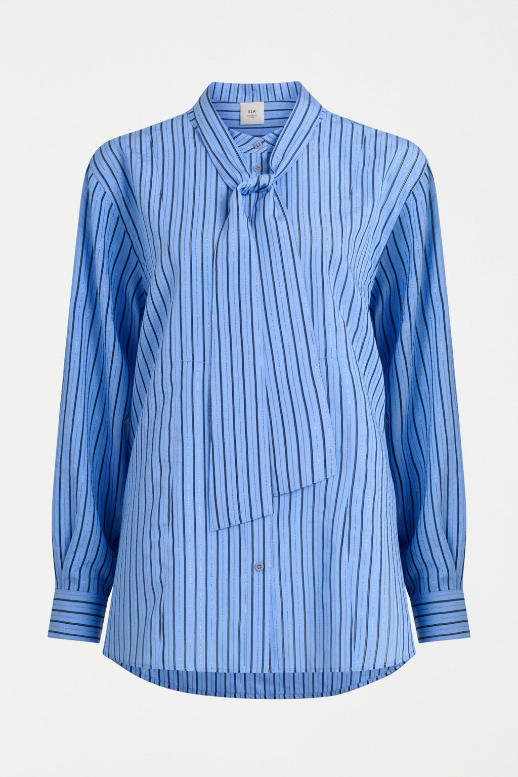 Elk Hedi Shirt in chambray stripe with mandarin collar and metallic detail