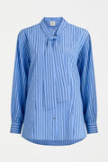 Elk Hedi Shirt in chambray stripe with mandarin collar and metallic detail