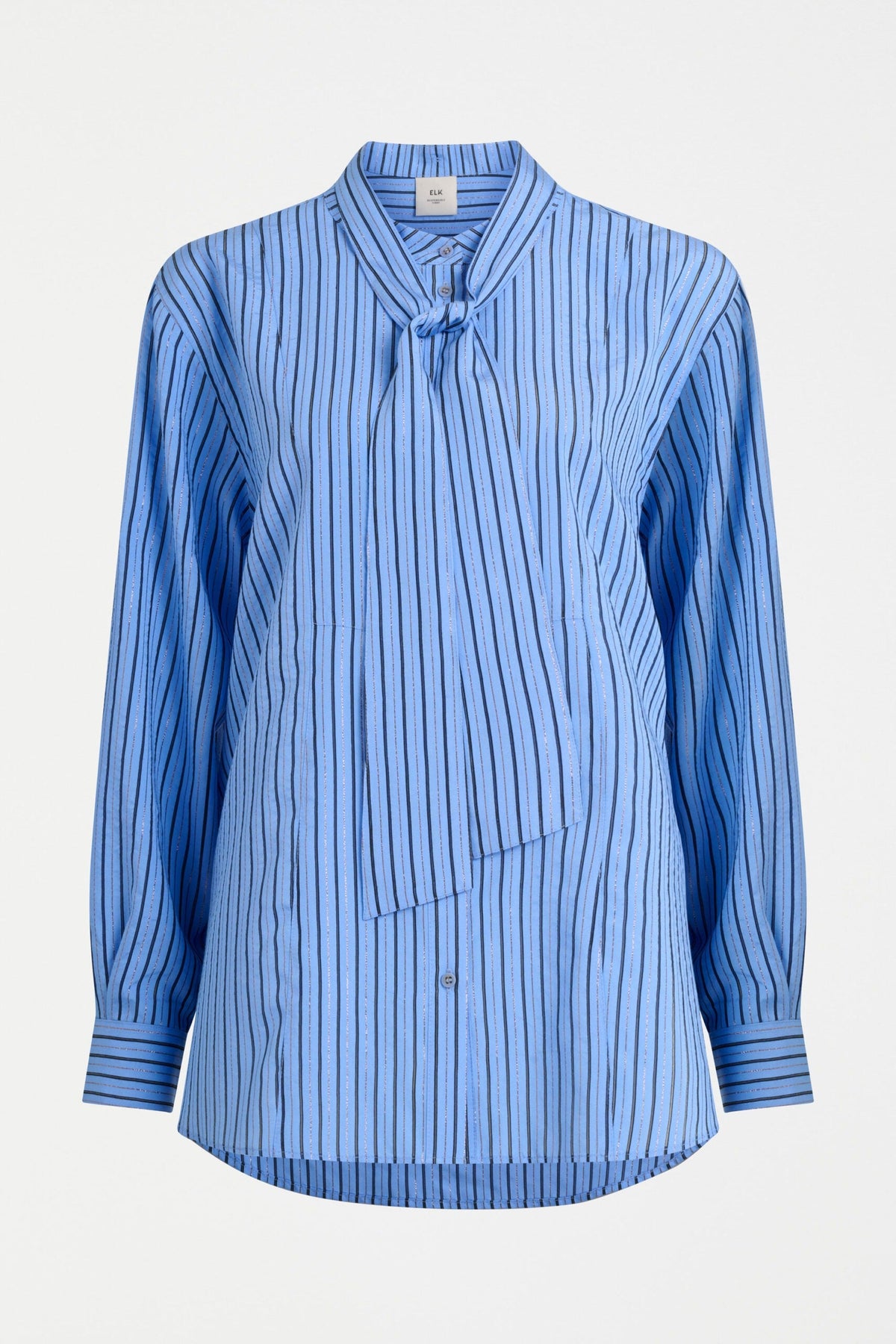 Elk Hedi Shirt in chambray stripe with mandarin collar and metallic detail
