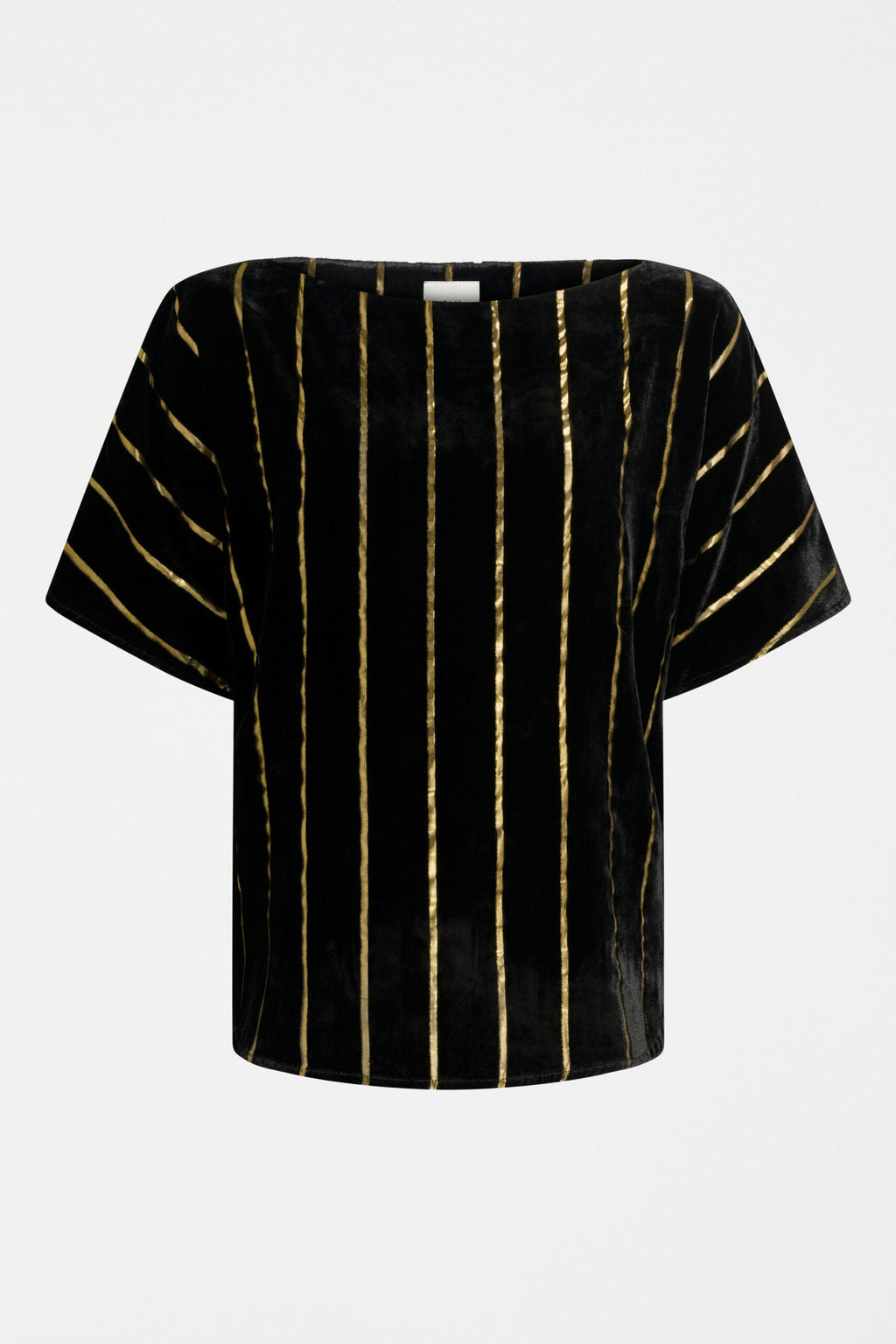 ELK Lumii Top is a velvet black top with metallic stripe detail