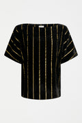 ELK Lumii Top is a velvet black top with metallic stripe detail