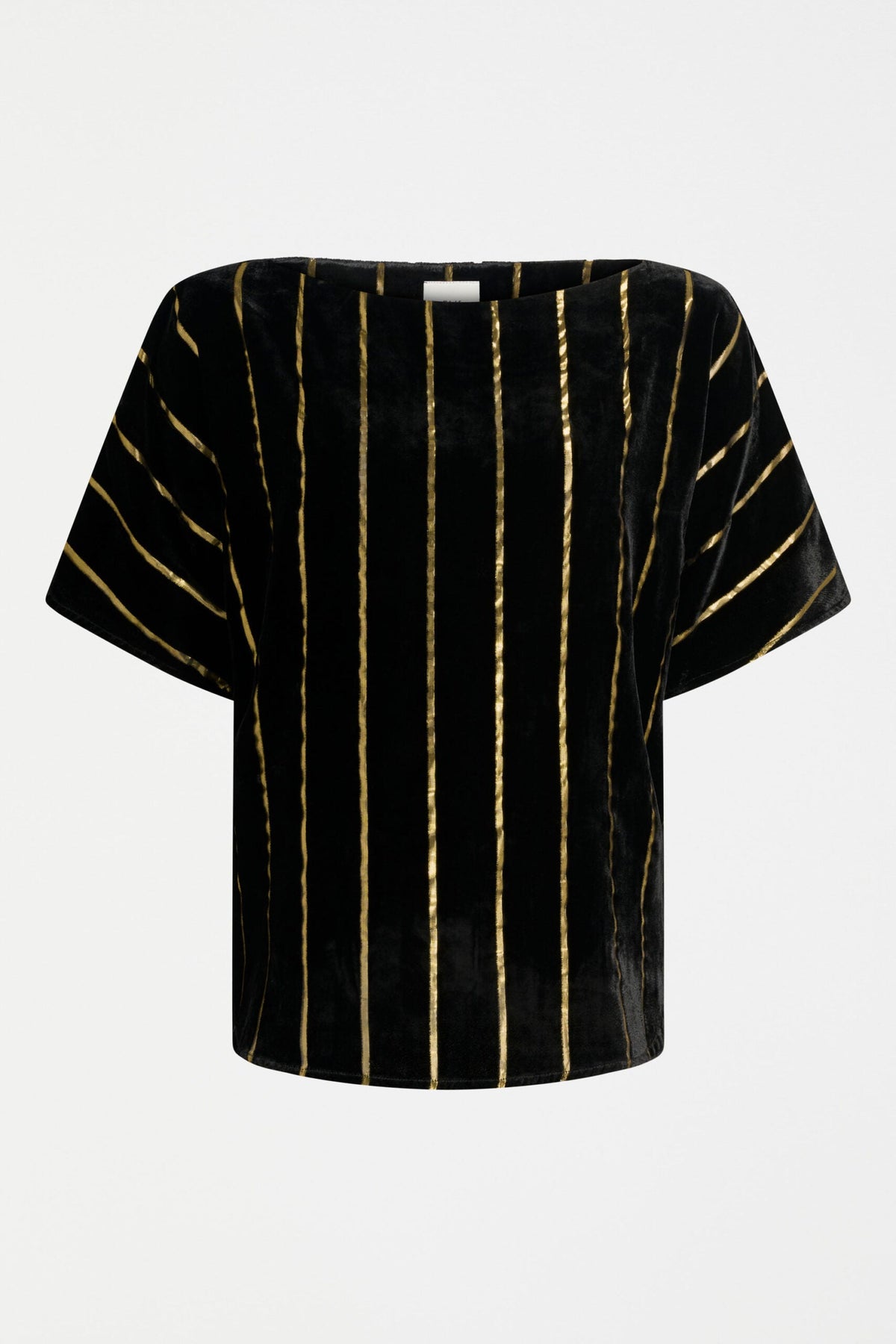 ELK Lumii Top is a velvet black top with metallic stripe detail